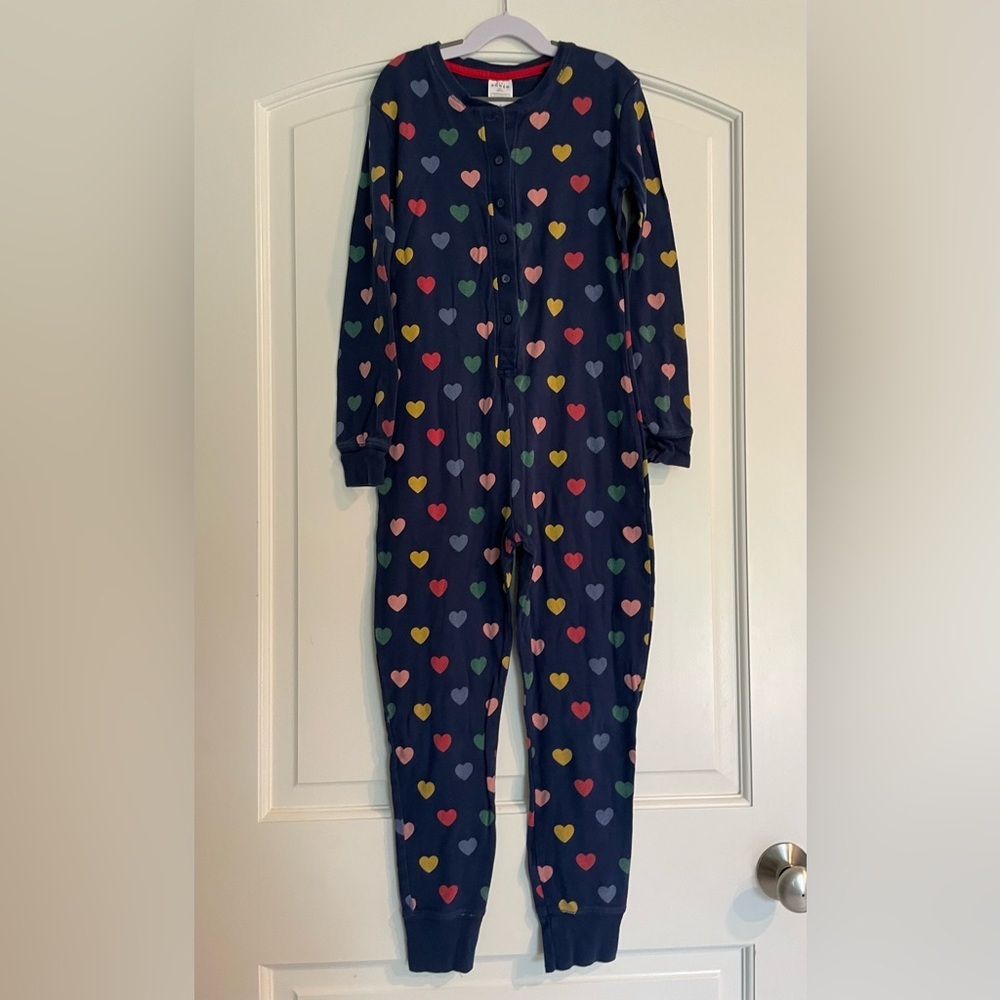 Mini Boden Navy Blue Pajamas Heart Print